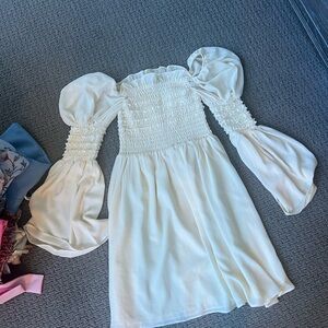 Elegant light yellow Smocked Dress